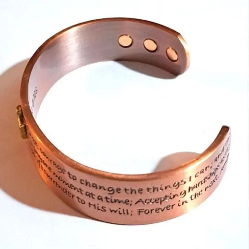 New soild copper magnetic cuff Cuff reads God grant me the‎ Serenity